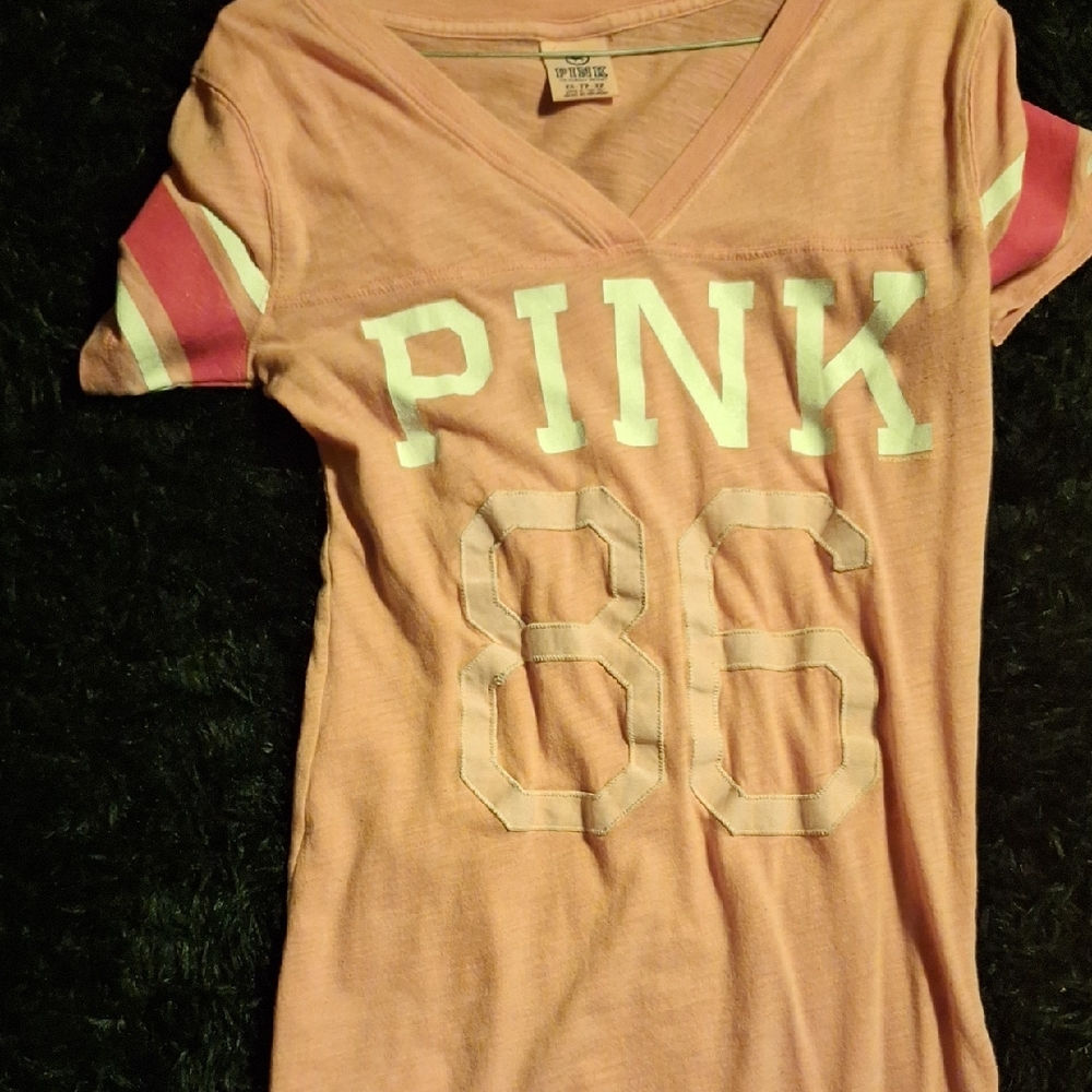 Pink Graphic Tee with Stripes